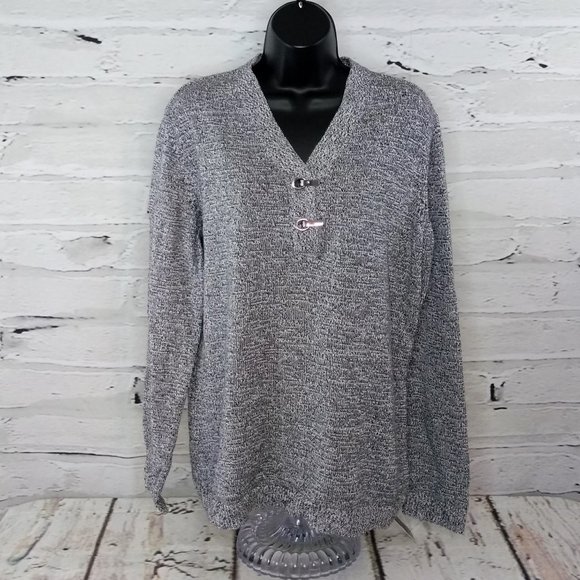 Karen Scott Marled Knit Henley Sweater - Picture 1 of 7